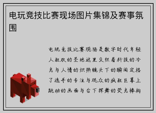 电玩竞技比赛现场图片集锦及赛事氛围