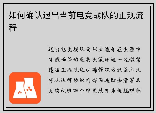 如何确认退出当前电竞战队的正规流程